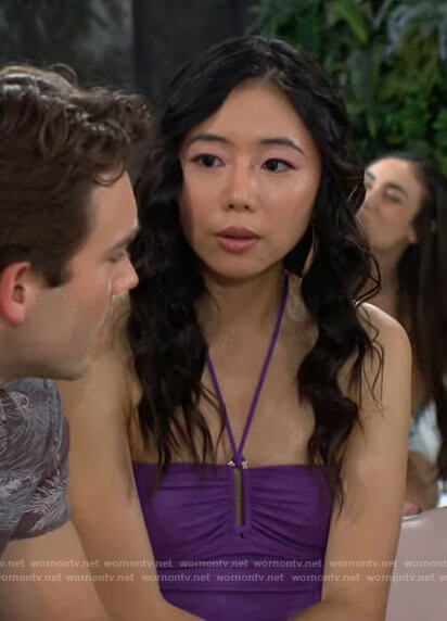 Allie’s purple halter neck dress on The Young and the Restless