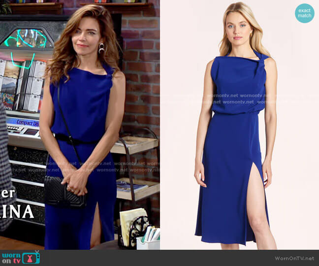 Amanda Uprichard Morrison Dress in Sapphire worn by Victoria Newman (Amelia Heinle) on The Young and the Restless