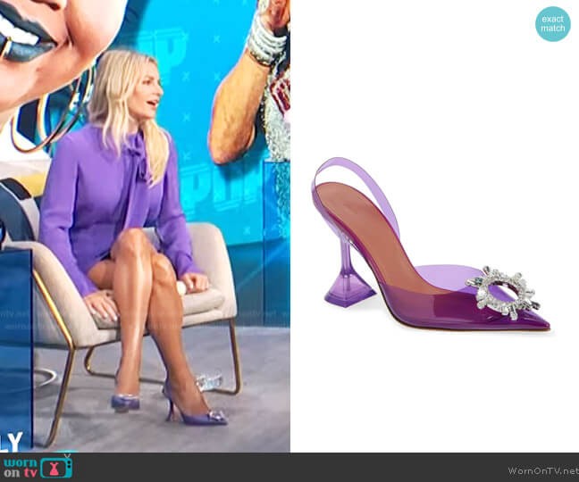 Amina Muaddi Begum Glass Slingback Pump worn by Morgan Stewart on E! News