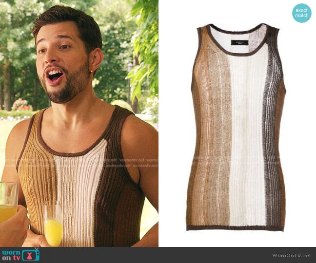 Amiri Rib-Knit Vest worn by Sam Flores (Rafael de la Fuente) on Dynasty