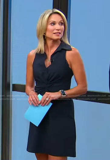 Wornontv Amys Navy Twisted Sleeveless Dress On Good Morning America Amy Robach Clothes And 