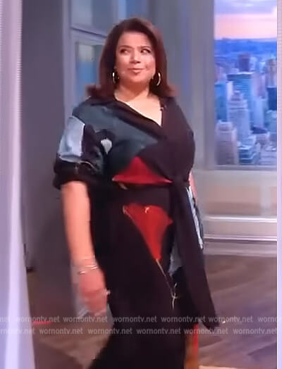 Ana’s black floral print wrap dress on The View