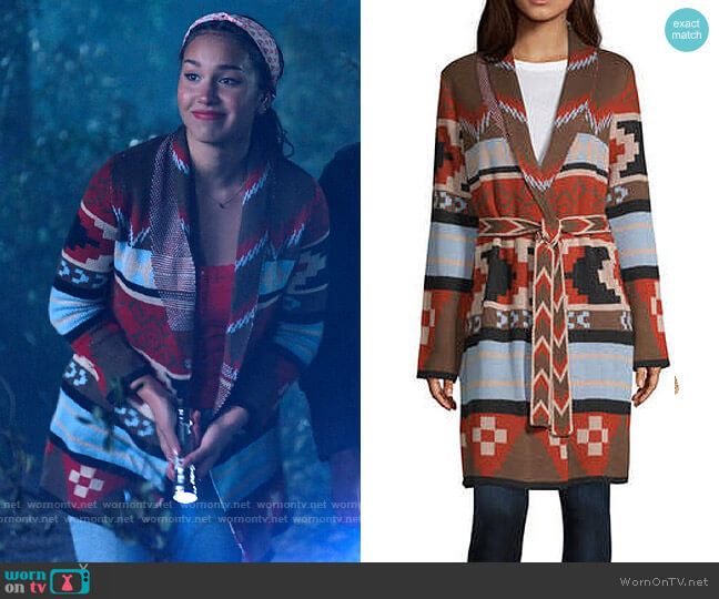 a.n.a. at JC Penney Geometric Cardigan worn by Gina (Sofia Wylie) on High School Musical The Musical The Series