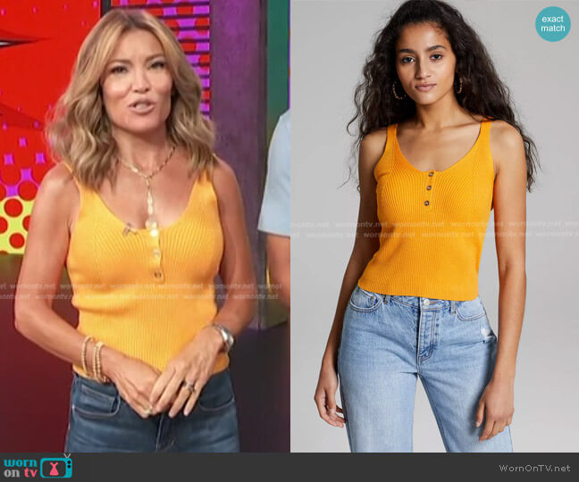 And Now This Henley Ribbed Tank Top worn by Kit Hoover on Access Hollywood