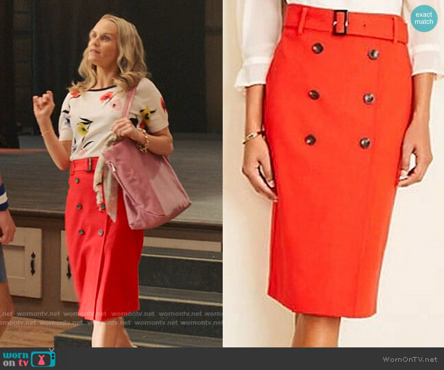 Ann Taylor Trench Skirt worn by Miss Jenn (Kate Reinders) on High School Musical The Musical The Series