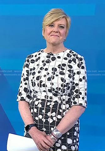 Anne Thompson’s black and white leaf print dress on Today