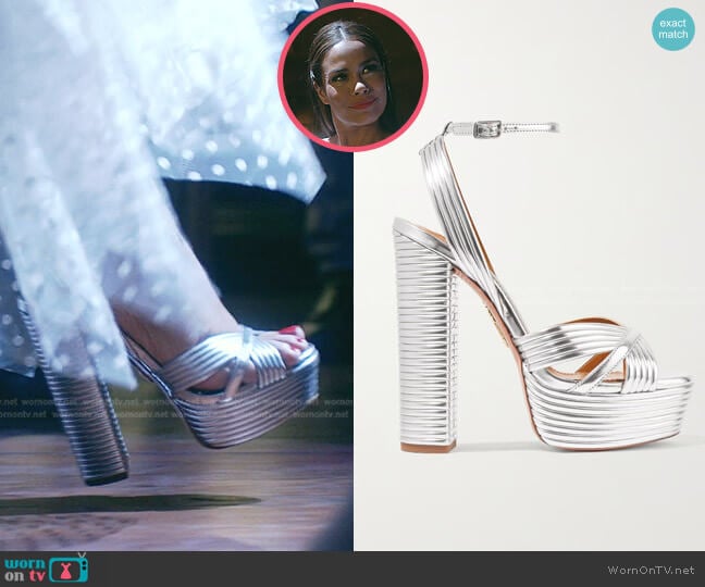 Aquazzura Sundance Leather Platform Sandals worn by Cristal Jennings (Daniella Alonso) on Dynasty