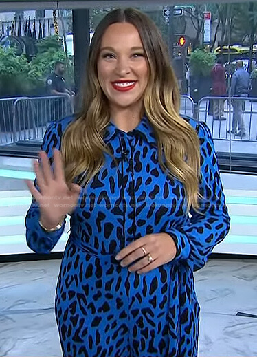 Ashley Flowers's blue leopard jumpsuit on Today
