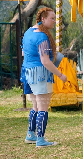 Ashlyn’s blue team outfit on High School Musical The Musical The Series