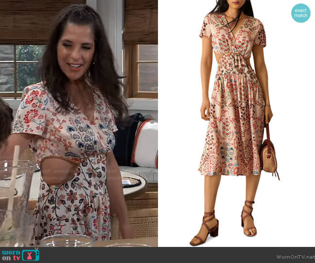 Ba&sh Giana Printed Cutout Midi Dress worn by Sam McCall (Kelly Monaco) on General Hospital