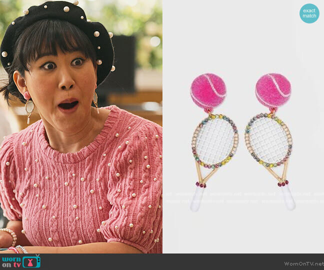Sugarfix by Baublebar Tennis Lover Drop Earrings worn by Eleanor Wong (Ramona Young) on Never Have I Ever