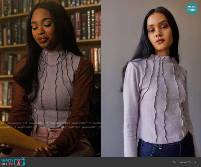BDG at Urban Outfitters Sunray Seamed Mock Neck Top worn by Faran Bryant (Zaria) on Pretty Little Liars Original Sin