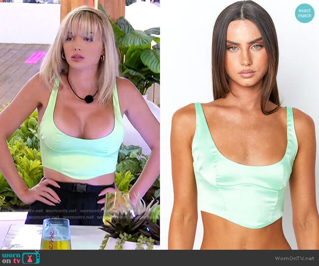 Beginning Boutique Zya Green Corset Top worn by Mackenzie Dipman on Love Island USA