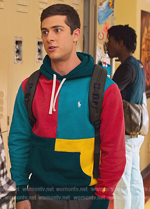 Ben's colorblock hoodie on Never Have I Ever