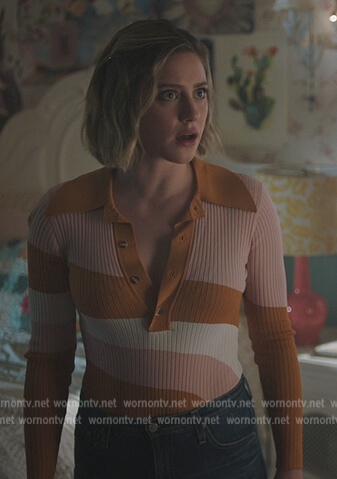 Betty's stripe ribbed polo bodysuit on Riverdale