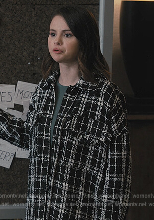 Mabel's black plaid shirt jacket on Only Murders in the Building