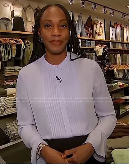 Blayne Alexander’s lilac pintuck blouse on Today