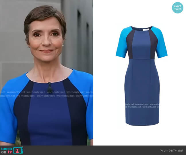 BOSS Shift Dress in Stretch Fabric worn by Catherine Herridge on CBS Mornings