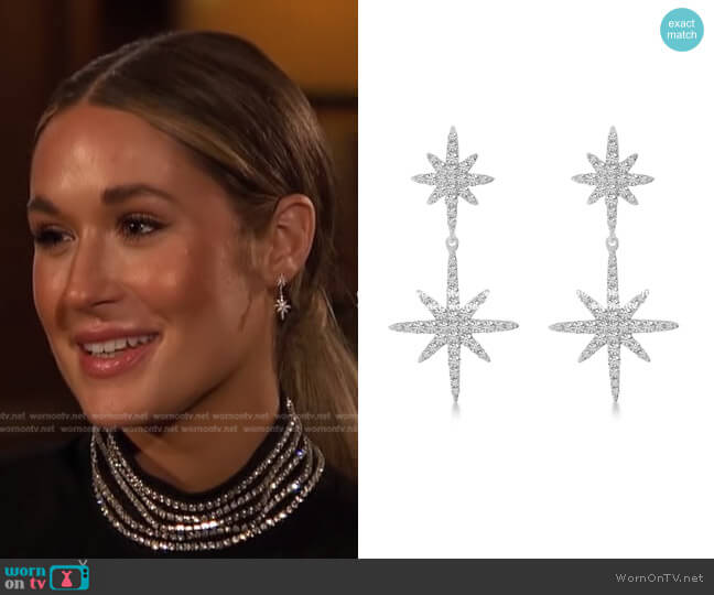 Brevani  Diamond Double Starburst Earrings in 14kt White worn by Rachel Recchia on The Bachelorette