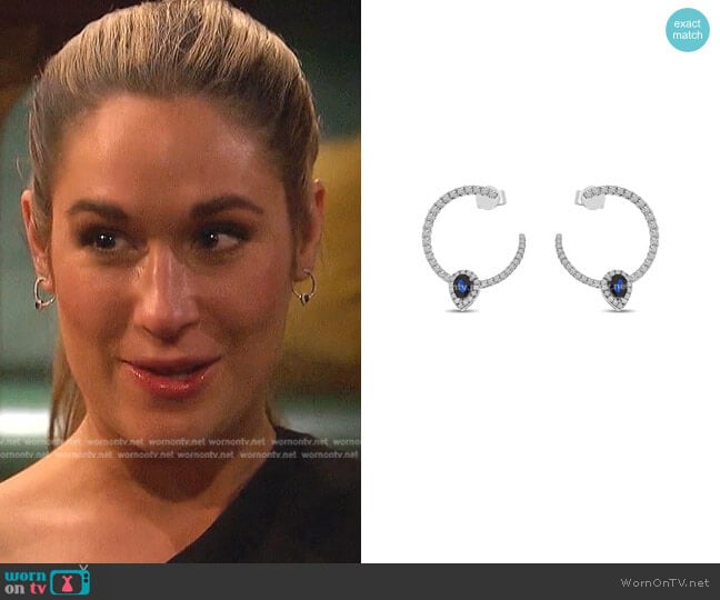 Brevani Sapphire & Diamond Front Facing Hoop Earrings worn by Rachel Recchia on The Bachelorette