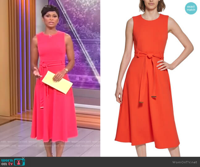 Wornontv Jericka Duncans Belted Midi Dress On Cbs Mornings Jericka Duncan Clothes And 