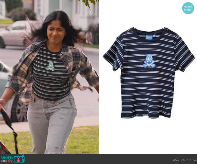 Care Bears Stripe Tee worn by Devi Vishwakumar (Maitreyi Ramakrishnan) on Never Have I Ever