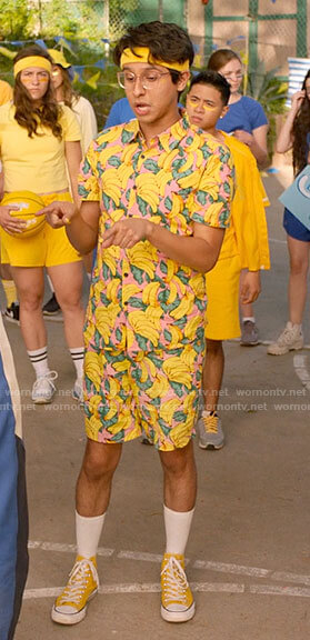 Carlos's banana shirt and shorts on High School Musical The Musical The Series