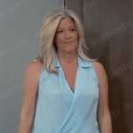 Carly’s blue sleeveless wrap top on General Hospital