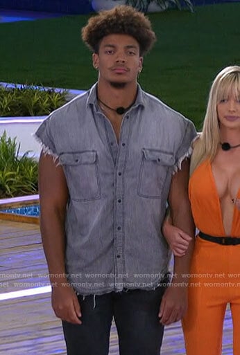 Chad's grey denim shirt on Love Island USA