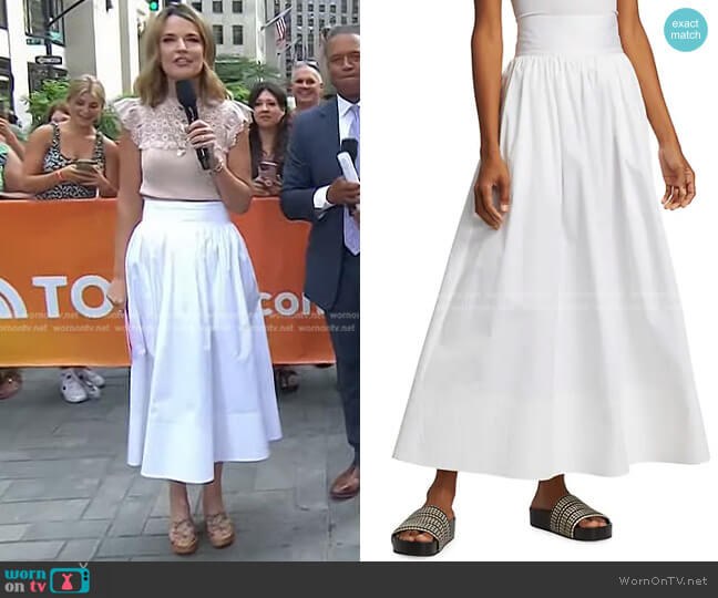 Co Cotton Sateen Midi-Skirt worn by Savannah Guthrie on Today