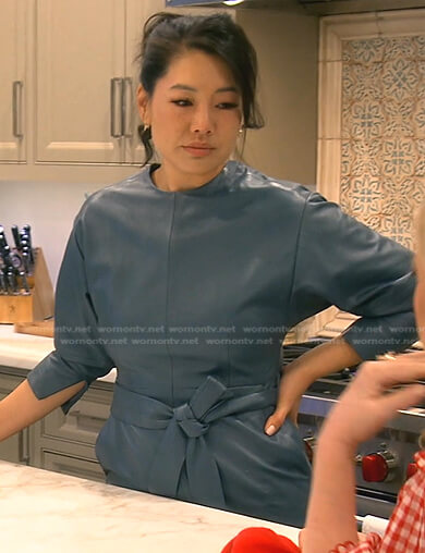 Crystal's blue leather dress on The Real Housewives of Beverly Hills