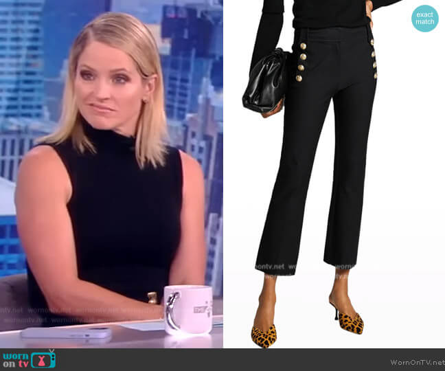 Derek Lam 10 Crosby Cropped Flare Trousers w/ Sailor Buttons worn by Sara Haines on The View