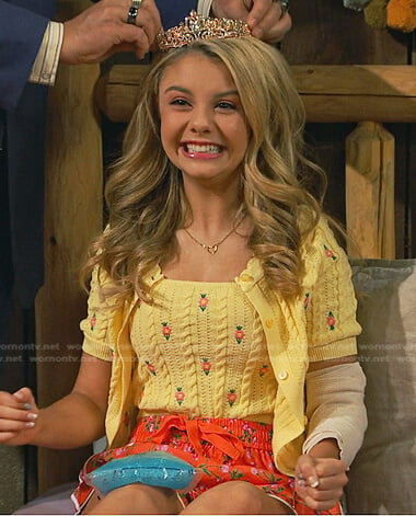 Destiny’s yellow cable knit top and cardigan on Bunkd
