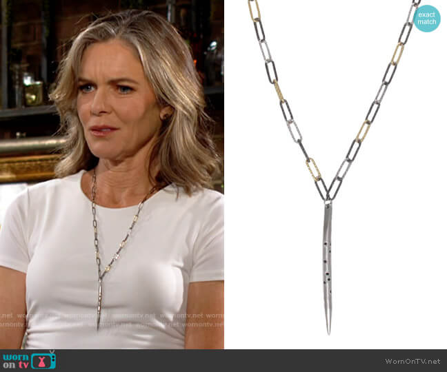 Devon Leigh Rhodium Hematite Spike Tri-Tone Italian Chain Necklace worn by Diane Jenkins (Susan Walters) on The Young and the Restless