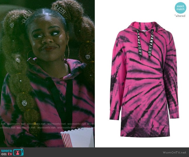 DKNY Oversized Hooded Tie-dye Sweatshirt worn by Kourtney (Dara Renee) on High School Musical The Musical The Series