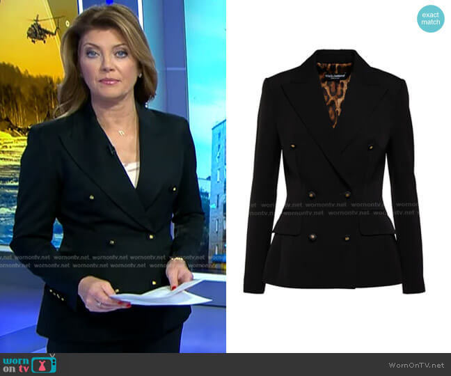Dolce & Gabbana Double-Breasted Wool Blazer worn by Norah O'Donnell on CBS Evening News