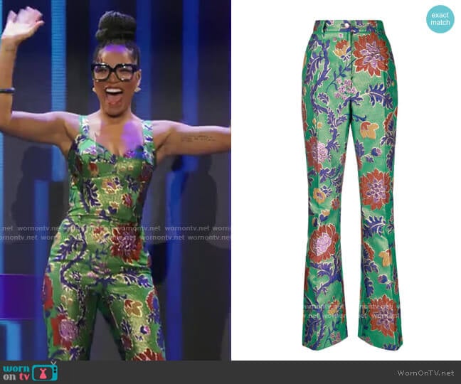 Dolce & Gabbana Floral Jjacquard High-waisted Trousers worn by Keke Palmer on Password