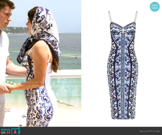 Dolce & Gabbana Majolica Bustier Dress worn by Steffy Forrester (Jacqueline MacInnes Wood) on The Bold and the Beautiful