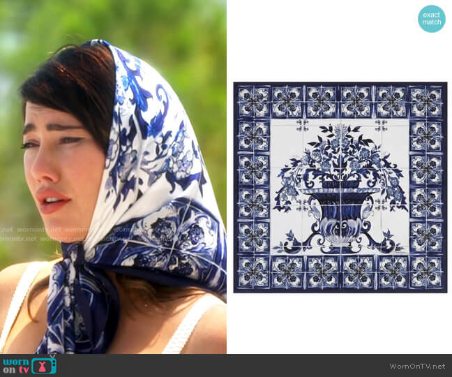 Dolce & Gabbana Majolica Scarf worn by Steffy Forrester (Jacqueline MacInnes Wood) on The Bold and the Beautiful