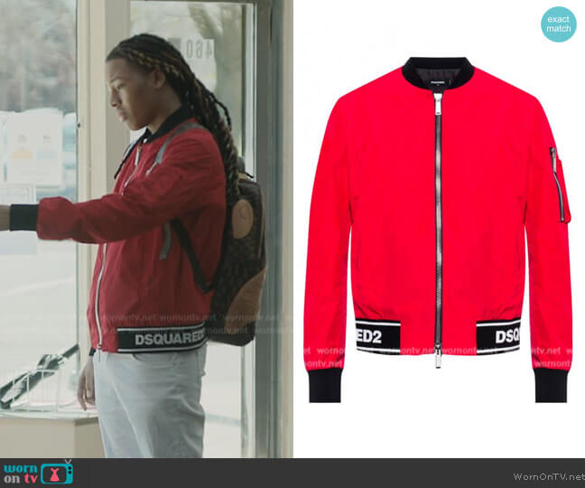 Dsquared2 Bomber Jacket worn by Jake (Michael Epps) on The Chi