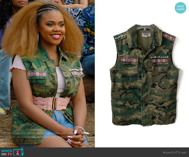 Ecote at Urban Outfitters Camo Vest worn by Kourtney (Dara Renee) on High School Musical The Musical The Series