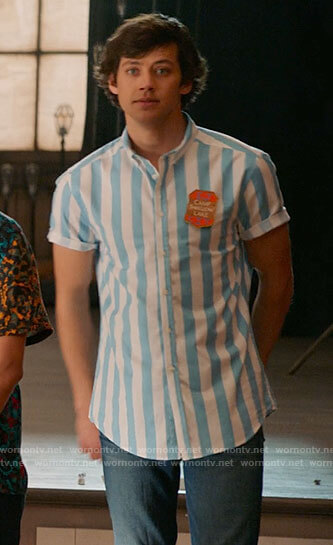 EJ’s blue striped shirt on High School Musical The Musical The Series