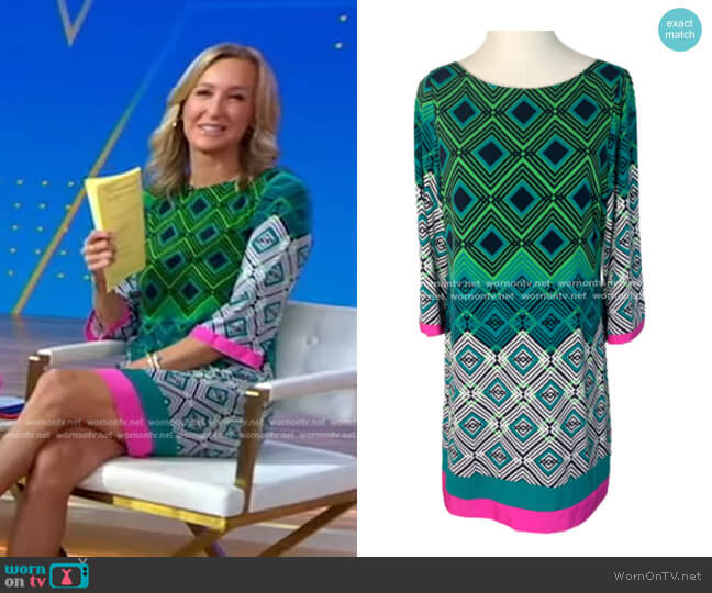 Eliza J Geometric Shift Dress worn by Lara Spencer on Good Morning America