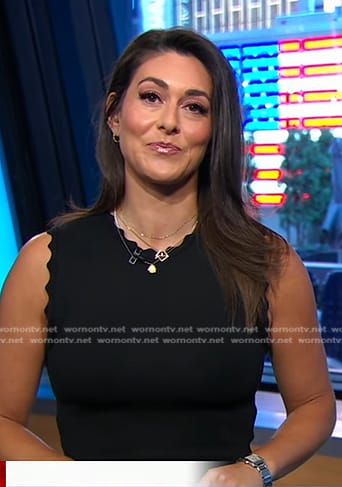 Erielle Reshef’s black scalloped trim dress on Good Morning America