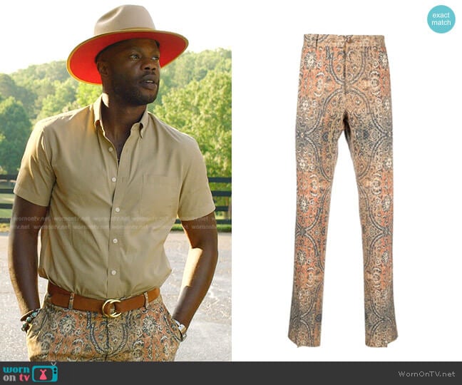 Etro Graphic-Print Straight-Leg Trousers worn by Jeff Colby (Sam Adegoke) on Dynasty