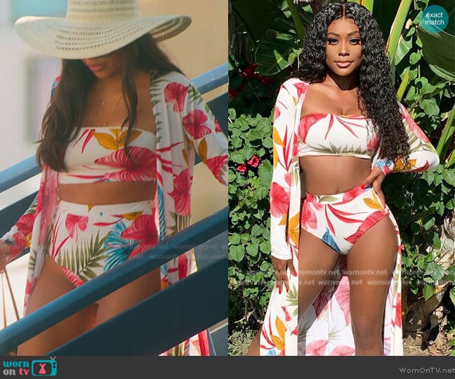 Fashion Nova Vixen On Vacation 3 Piece Sunsuit Set worn by Kayla Carmona (Kayla Carmona) on Selling the OC