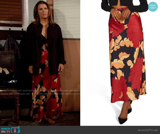 Favorite Daughter The Favorite Floral Print Skirt worn by Sheila Carter (Kimberlin Brown) on The Bold and the Beautiful