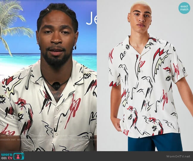 Forever 21 Abstract Doodle Print Shirt worn by Jesse Bray on Love Island USA