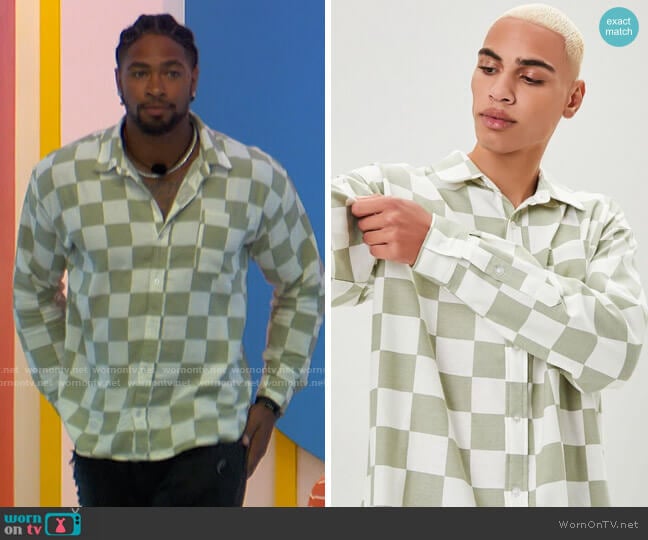 Forever 21 Checkered Button Down Shirt worn by Jesse Bray on Love Island USA