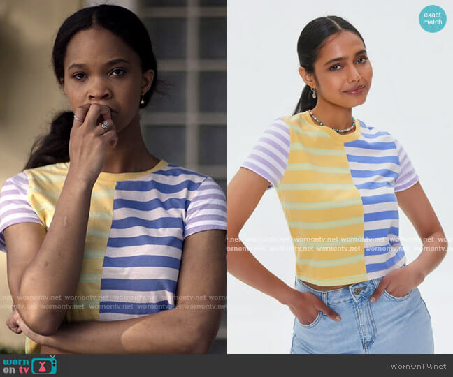 Forever 21 Contrast Stripe Tee worn by Bianca (Quvenzhané Wallis) on American Horror Stories